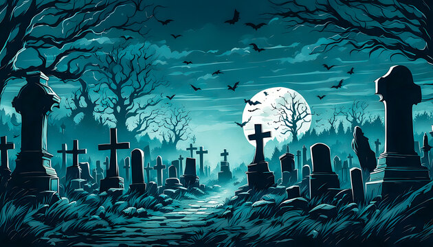 A spooky graveyard