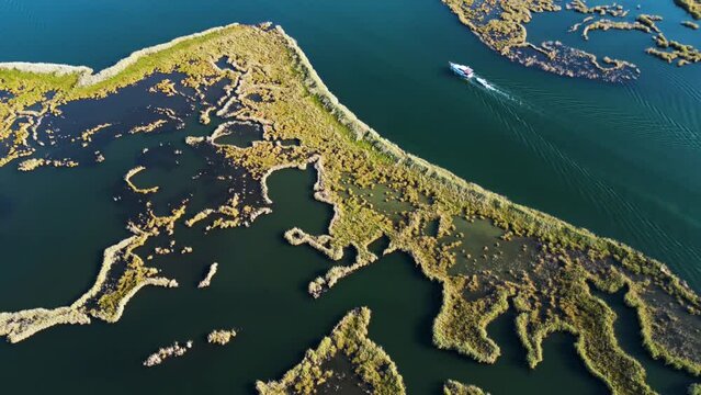 Aerial view of Dalyan Delta River close to Iztuzu Beach in Mugla Province, Turkey.