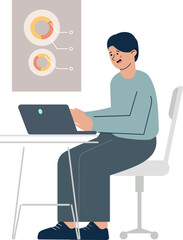 Fototapeta na wymiar twenty one flat compositions with people using spreadsheets presentation analysis report cartoon vector illustration