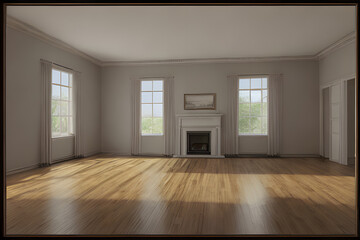 a framed view of the living room. Generative AI