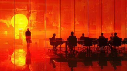 A striking corporate environment featuring a silhouetted. Generative Ai