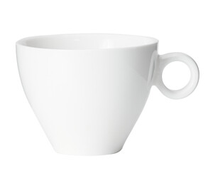 Closeup clean white ceramic coffee cup or hot beverage with no logo, possible for logo design...