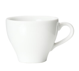 Closeup clean white ceramic coffee cup or hot beverage with no logo, possible for logo design ...