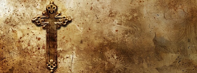 a cross on a brown background