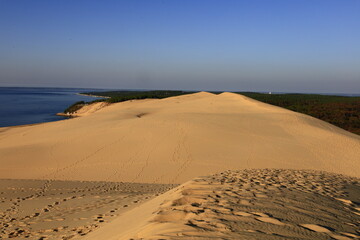 Fototapeta na wymiar The Dune of Pilat is the tallest sand dune in Europe. It is located in La Teste-de-Buch in the Arcachon Bay area, France