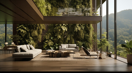 modern wooden terrace with view to the mountains
generativa IA