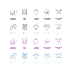 AI Powered Manufacturing Icons Innovate with Generative Vector Design Set