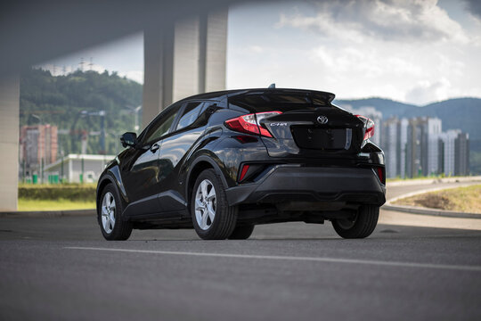 KRASNOYARSK, RUSSIA - June 23, 2023: Black Toyota C-HR
