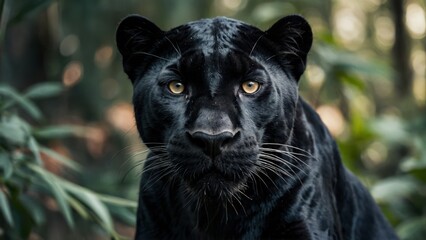 Black Leopard Portrait in Nature