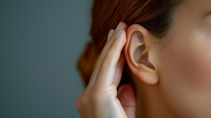 Gesture, Ear, Hearing, Hearing, Female, Communication, Otitis, Deafness, Pain, Medical

Woman with hand on ear, gesture of listening, communication and hearing. Concept of ear pain, deafness, otitis. - obrazy, fototapety, plakaty