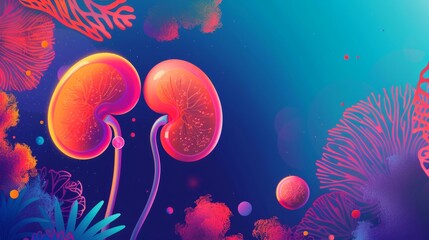 Obraz premium Kidney Line Art Element. World Kidney Day Celebration Design. Concept World Kidney Day, Celebration Design, Kidney Line Art Element. Copy space