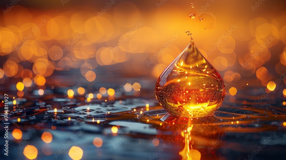 Aufkleber golden oil drop abstract graphic design. geometric background. wireframe light connection structure.