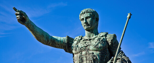Julius Caesar, ancient statue in Rome, Italy. Concept for leadership, personal growth, personal...