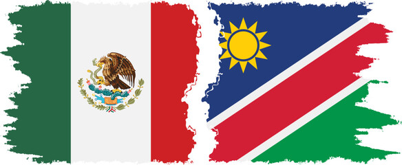 Namibia and Mexico grunge flags connection vector