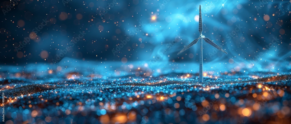 Leinwandbilder the abstract picture shows an abstract blue wind turbine on a planet earth. alternative source of en