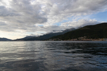 Fototapeta na wymiar Dawn over the Bay of Kotor, Adriatic Sea, Montenegro