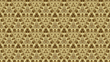 Endless ornament in brown colors, elegant triangular floral abstract pattern with elements of curved geometric lines.