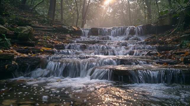 a relaxing photo of a beautiful waterfall