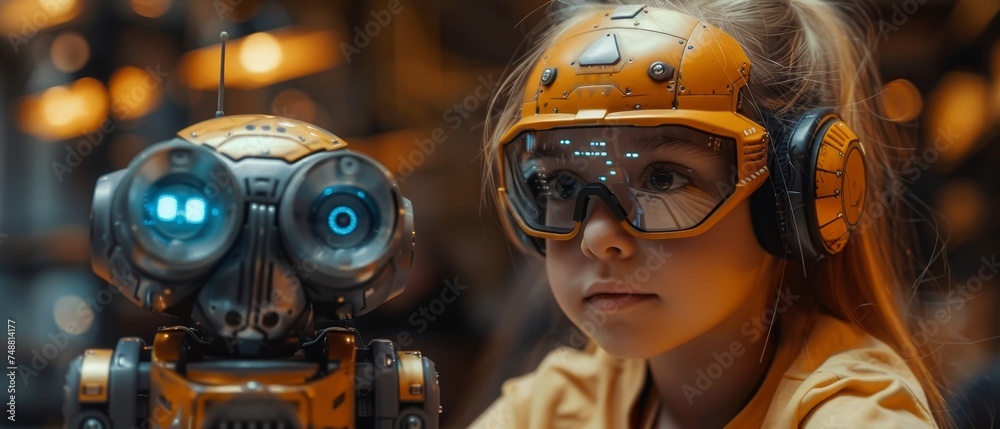 Poster In stem school, children create code for a robot to control on a computer or phone. They learn about computer technology, robotics, engineering, and are able to program a robot through the AI robot