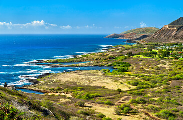 Fototapeta na wymiar Kaiwi State Scenic Shoreline on Oahu island in Hawaii, United States