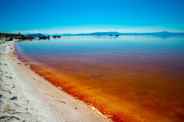 Serene Reflections on the Brine Shores of Lake Urmia, West Azerbaijan, Iran