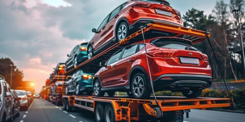 car on the truck carries, car transport concept 