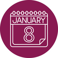 January Vector Line Circle Icon Design