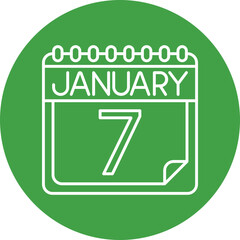 January Vector Line Circle Icon Design