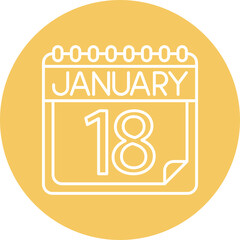 January Vector Line Circle Icon Design