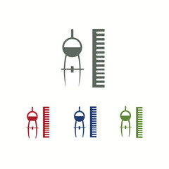ruler and compass icon. Elements of construction tools Vector