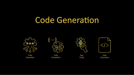 Code Generation Vector Icons: Programming Tools, Software Development, Code Generation.
