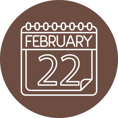 February Vector Line Circle Icon Design For Personal And Commercial Use