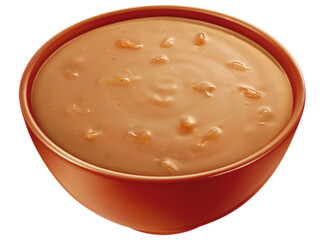 tigela com deliciosa sopa de cebola isolado em fundo transparente