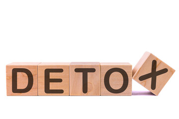 DETOX, word made with building blocks isolated on white