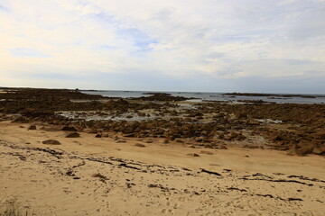 view on the Keryvon beach in the commune of Pleumeur-Bodou , Côtes-d'Armor, Brittany