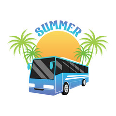 Tropical summer island vacation logotype design. Palm tree logo or summer logo design vector illustration for t-shirt, logo, icon, web, or banner.