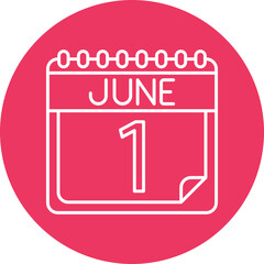 June Vector Line Circle Icon