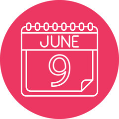 June Vector Line Circle Icon