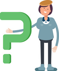 Girl Student Character and Question Mark
