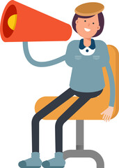 Girl Student Character and Megaphone
