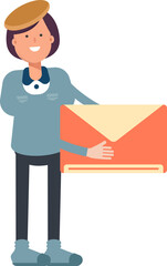 Girl Student Character Holding Mail
