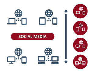 Social Media Icons. Share, Sharing, Post, Posting, Online, Computer, Tablet, Mobile Phone Upload, Download, Data, Network Icon