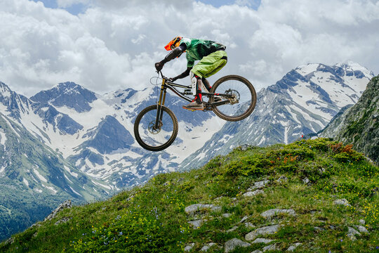 Mountain biker jumped