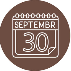 September Line Circle Icon 