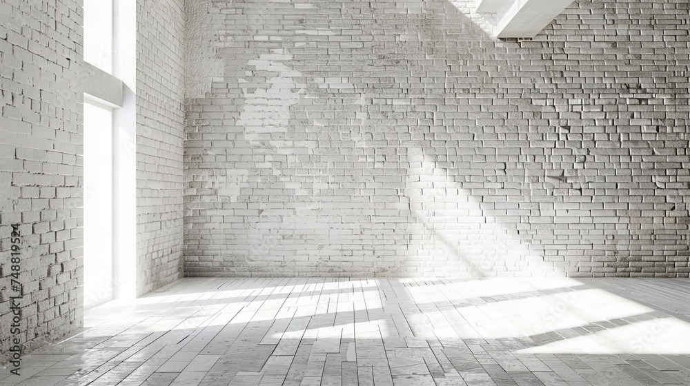 Poster room with white bricks in high resolution