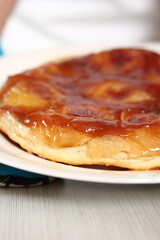 Freshly baked pie. Making Apple Tarte Tatin with Cinnamon Series.