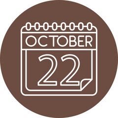 October Vector Line Circle Icon