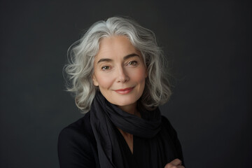Portrait of a woman with grey hair - 748819765
