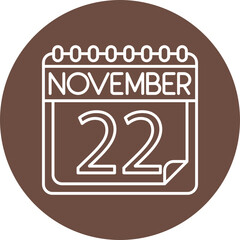November Vector Line Circle Icon