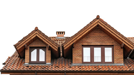 Roof of the house a brown brick building on transparent background